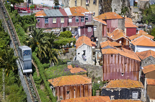 Funicular dos Guindais and picturesque houses in historic centre