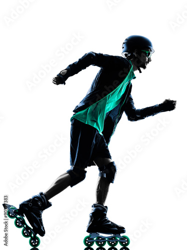 Obraz na płótnie man Roller Skater inline Rollerblading silhouette