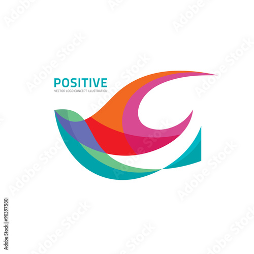 Positive - vector logo abstract illustration. Abstract bird vector logo. Vector logo template. Design element.