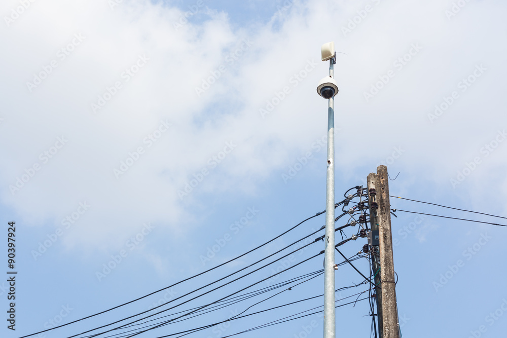 CCTV camera on electric post