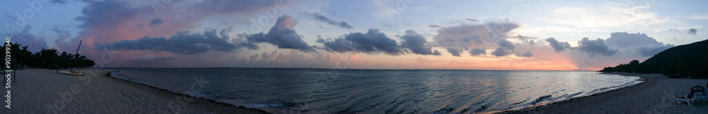 Panoramic view of sunrise on beach in Cuba
