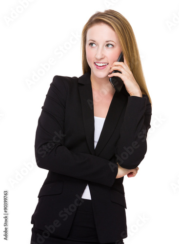 Caucasian businesswoman talk to cellphone