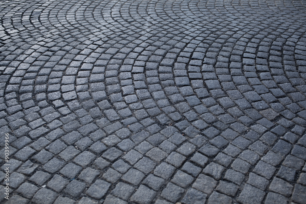 Grey cobblestone pavement