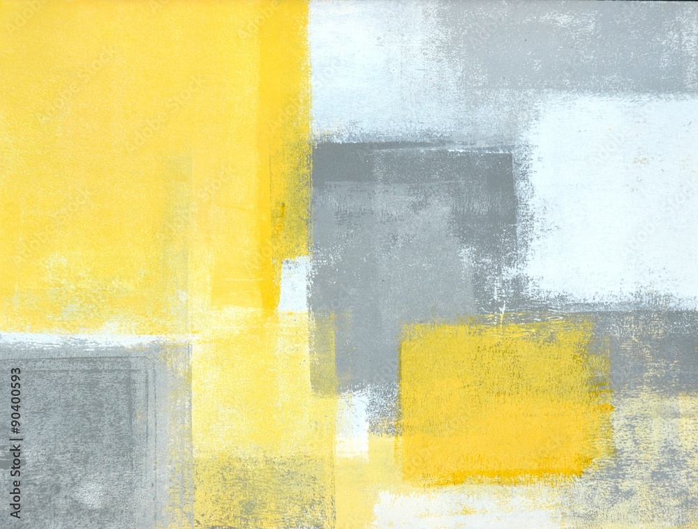 Fototapeta Grey and Yellow Abstract Art Painting