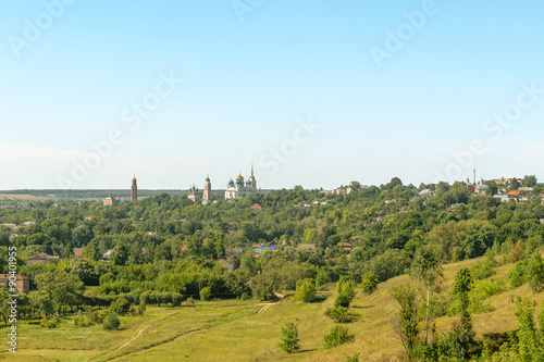 Panorama of Bolhov from high point with Temple in center of frame