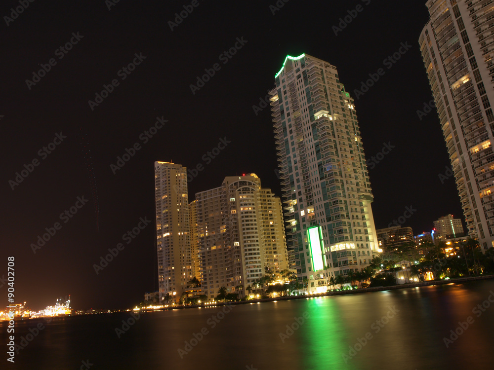 Miami downtown night scene