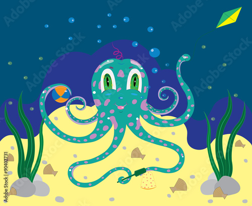 The octopus the kid plays in sand. 
