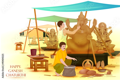 Artist making statue of Lord Ganesha
