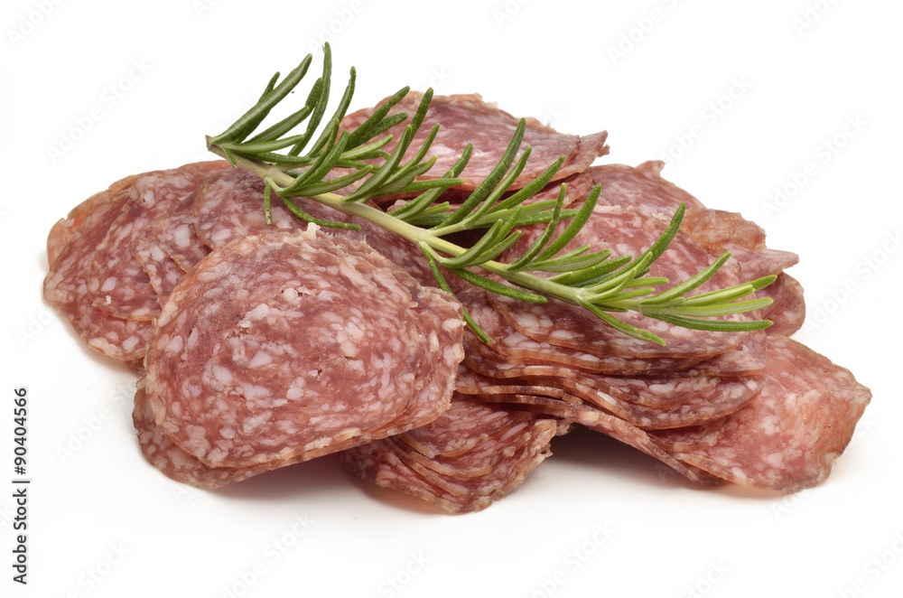 Aufgeschnittene Bergsalami Aufgeschnittene Bergsalami