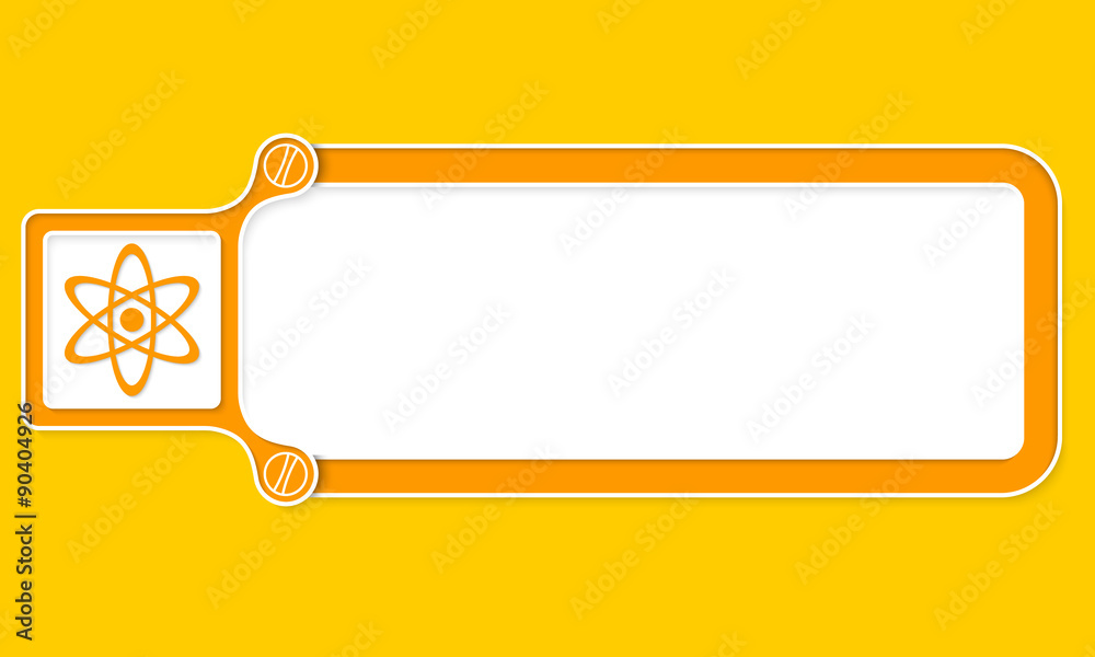 Yellow box with white frame for your text and science symbol Yellow box with white frame for your text and science symbol