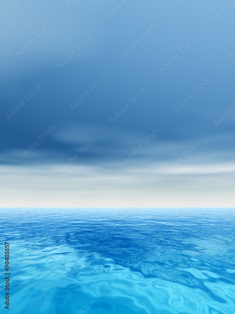Obraz premium Conceptual blue sea or ocean water with sky