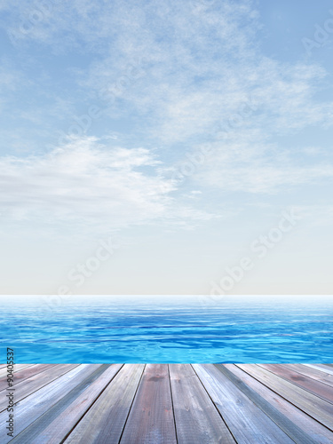 Conceptual wood deck over sea and sky © high_resolution