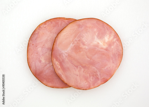 Slices of ham on a cutting board