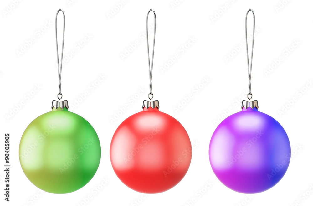 Set of three empty Christmas balls of different colors Set of three empty Christmas balls of different colors