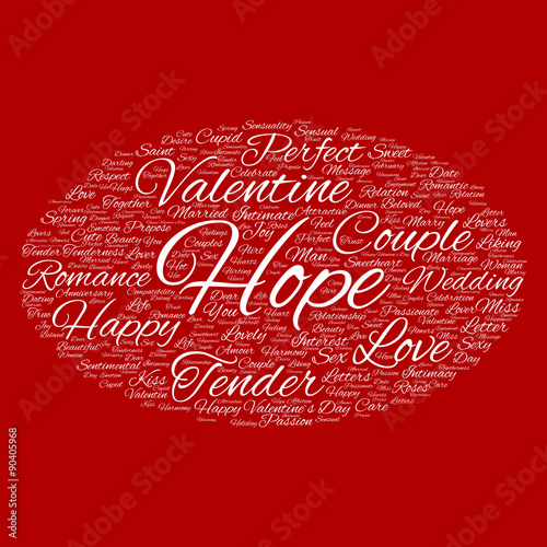 Conceptual Love or Valentine word cloud