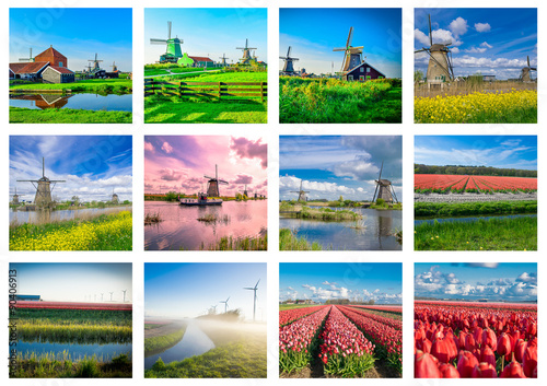 Collage made of various photos from Netherlands A4 format