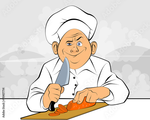 Chef cuts carrots