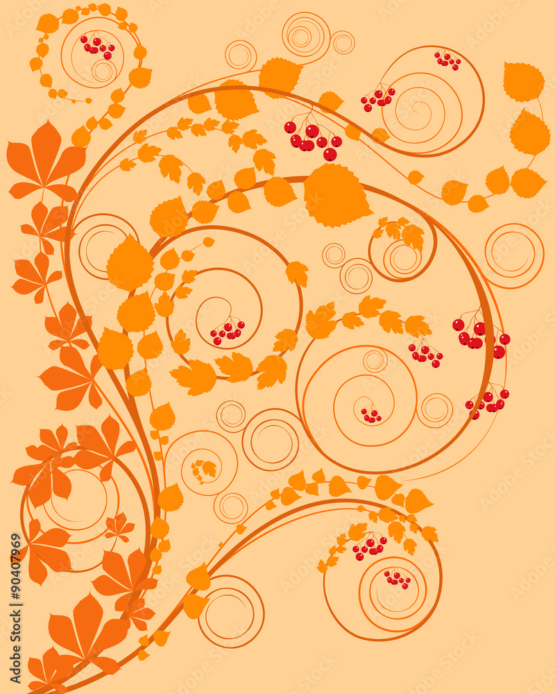 Orange floral background