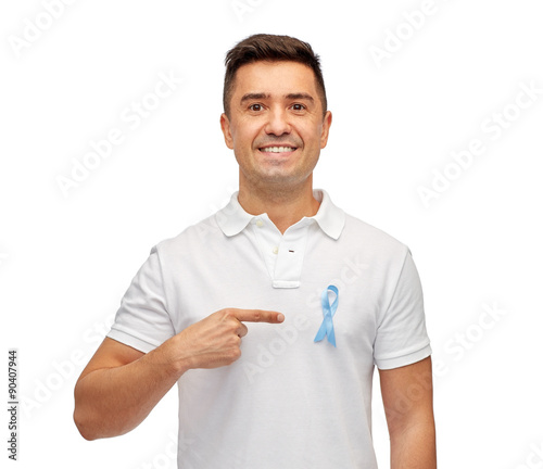 smiling man with prostate cancer awareness ribbon
