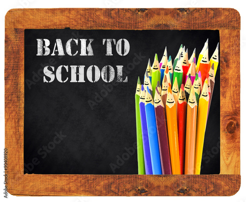 back to school, pencils like faces, smiles photo