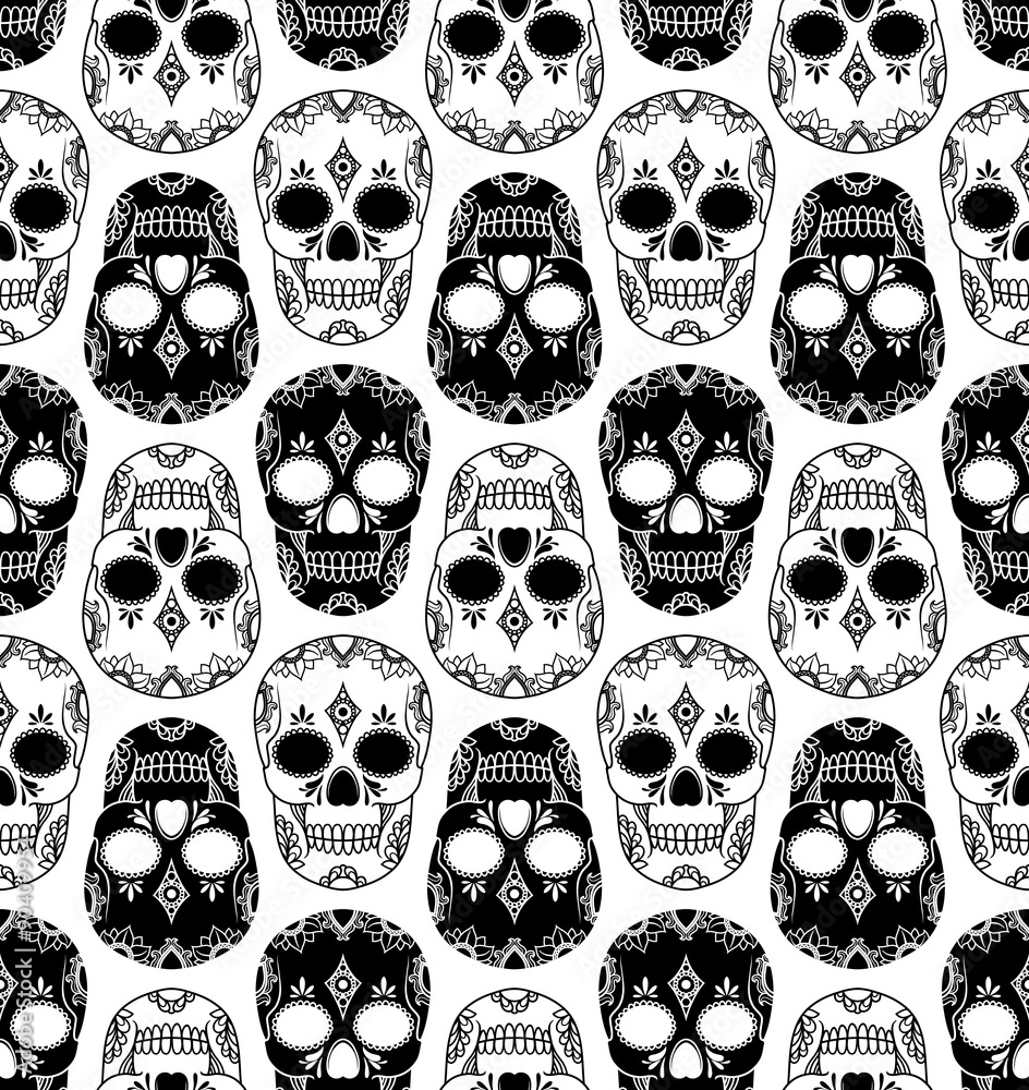 Vector seamless pattern with skulls Vector seamless pattern with skulls