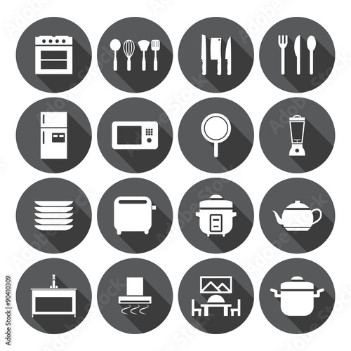 Kitchen room icon set