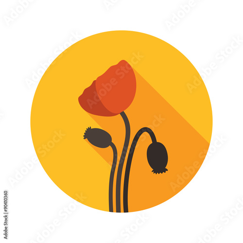 Poppy flat icon with long shadow