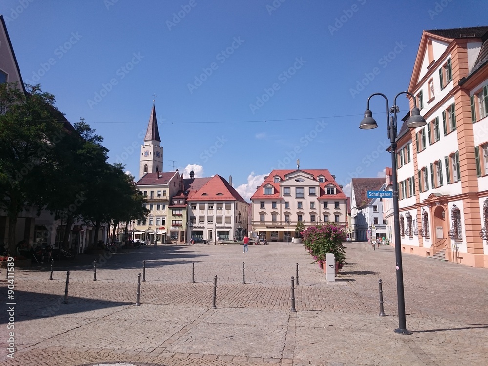 The market square of Ehingen at the Danube river, Germany.