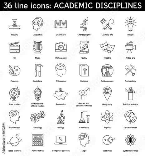 Set of academic disciplines icons