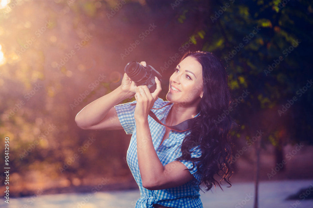 young woman photographer taking photo outdoor young woman photographer taking photo outdoor