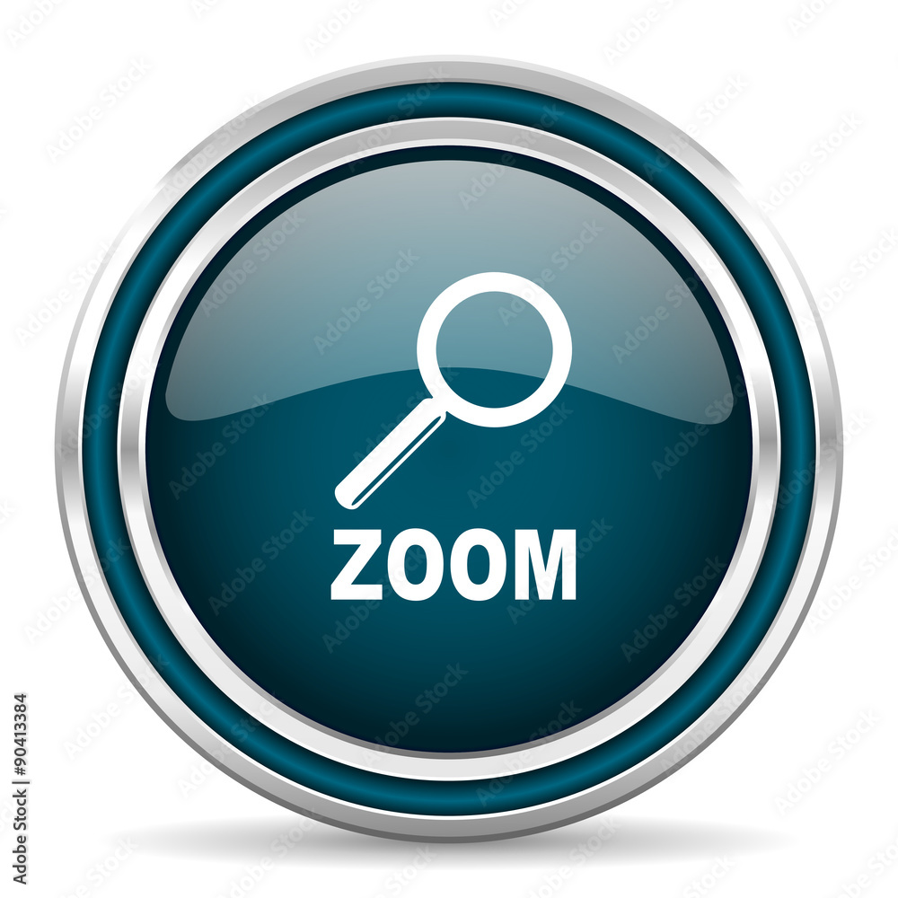 zoom blue glossy web icon