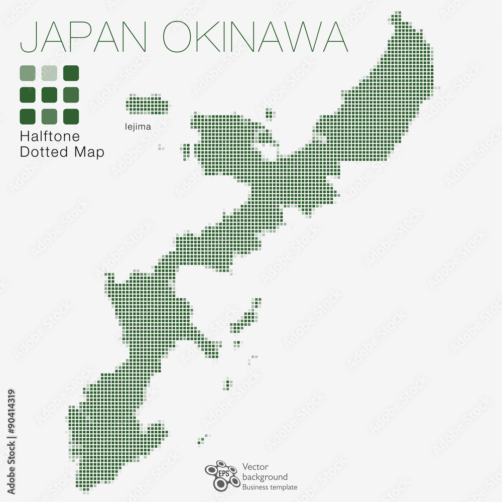 Okinawa, Japan #Halftone Dotted Map ( Vector Illustration ) 