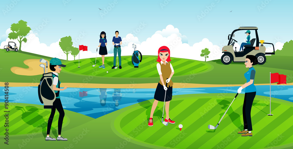 The golf tournament with athletes in the sport. The golf tournament with athletes in the sport.