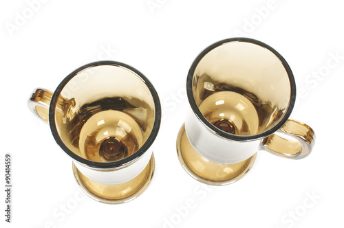 Pair of empty latte cups isolated on the white background