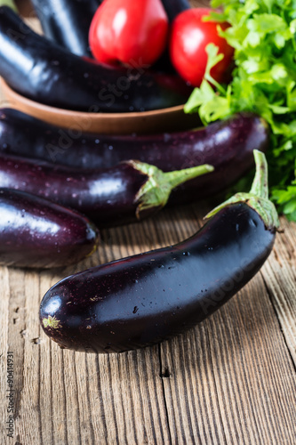 Ripe organic purple eggplant