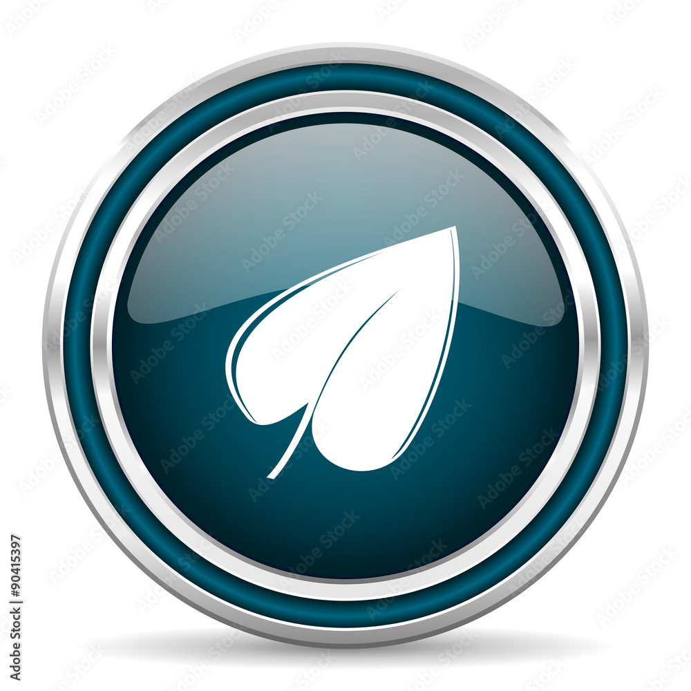 leaf blue glossy web icon