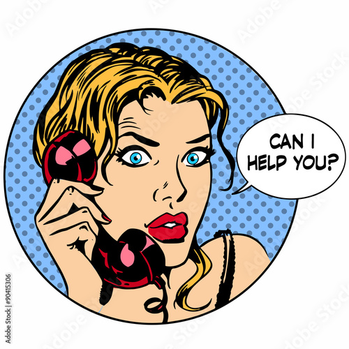 Communication phone woman said I can help you. Business work ser