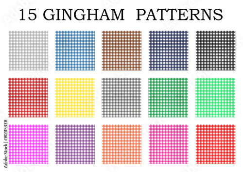 15 Gingham patterns,
Vector textures in different colors 