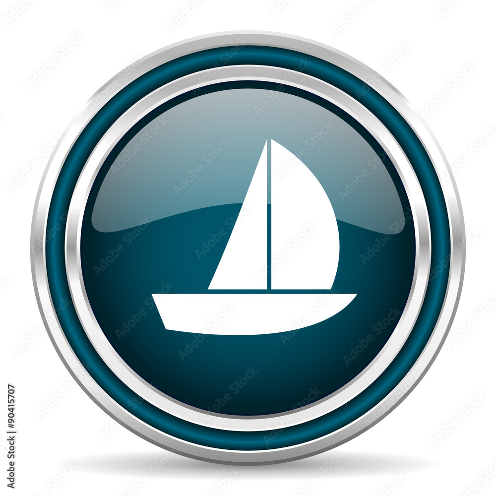 yacht blue glossy web icon yacht blue glossy web icon