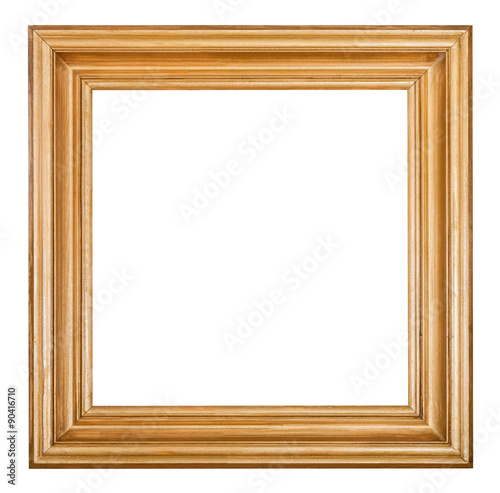 square golden lacquered wooden picture frame