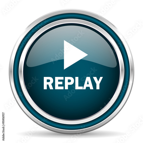 replay blue glossy web icon