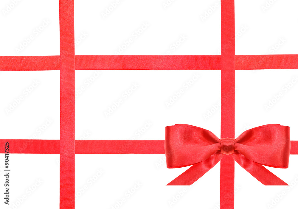 Obraz premium red satin bow knot and ribbons on white - set 33