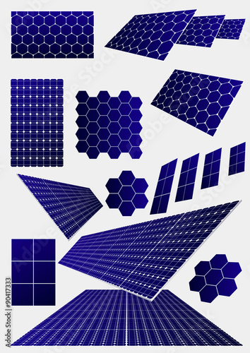 Set of vector image of solar panels