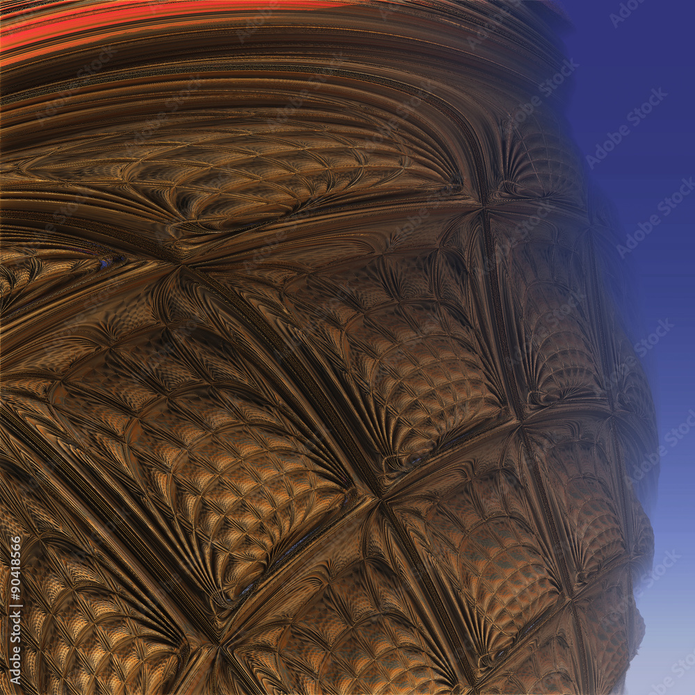 Fractal Platform With Little Passages And Blue Background
