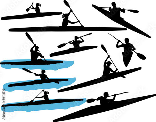 kayaking vector silhouette