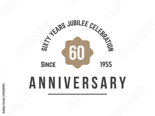 Sixty years anniversary celebration logotype. 60th anniversary logo.