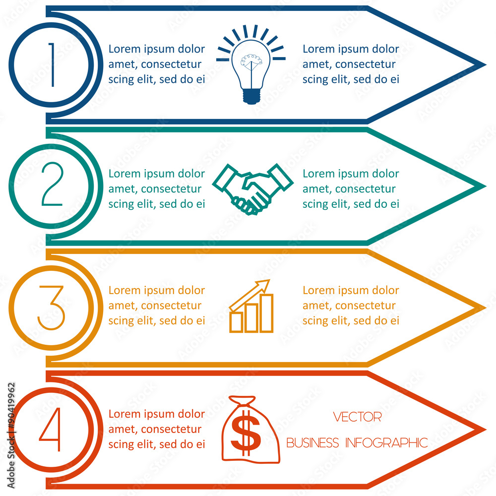 Infographic template from Colourful lines four positions Infographic template from Colourful lines four positions