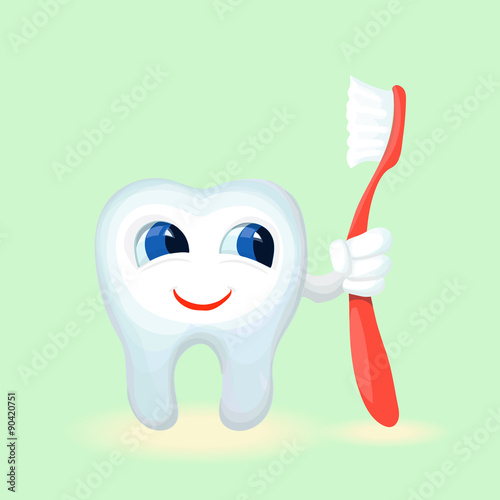 Children teeth care and hygiene cartoon flat vector illustration
