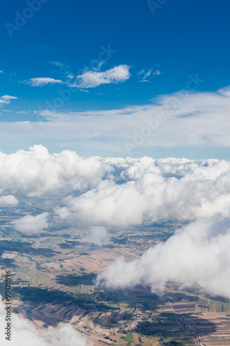 aerial view of the landscape over the clouds