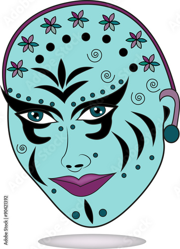 vector illustration of a light blue decorated mask